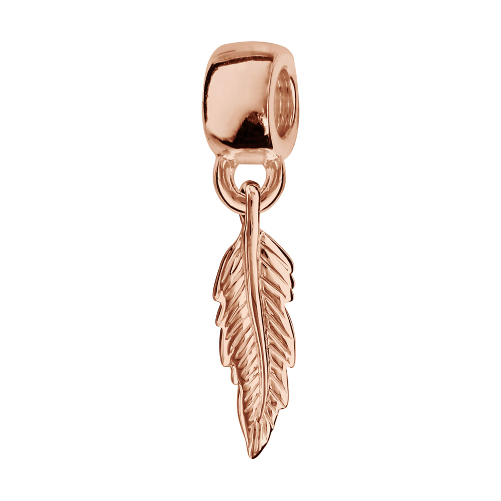 Charms Thabora en argent et dorure rose plume suspendue