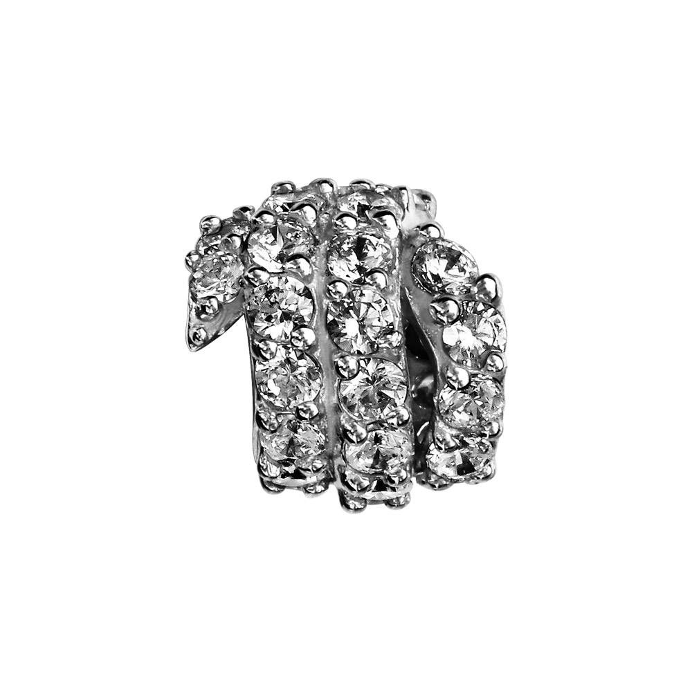 Charms Thabora en argent rhodié serpent enroulé orné d’oxydes blancs sertis