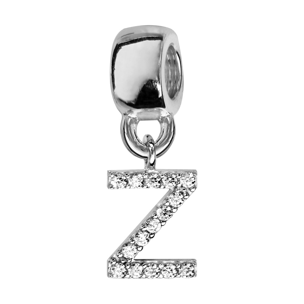 Charms Thabora en argent rhodié lettre Z ornée d’oxydes blancs suspendu