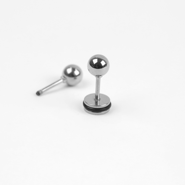 Boucles d\'oreille tige en acier boule 5mm fermoir à vis et caoutchouc - Vue 10