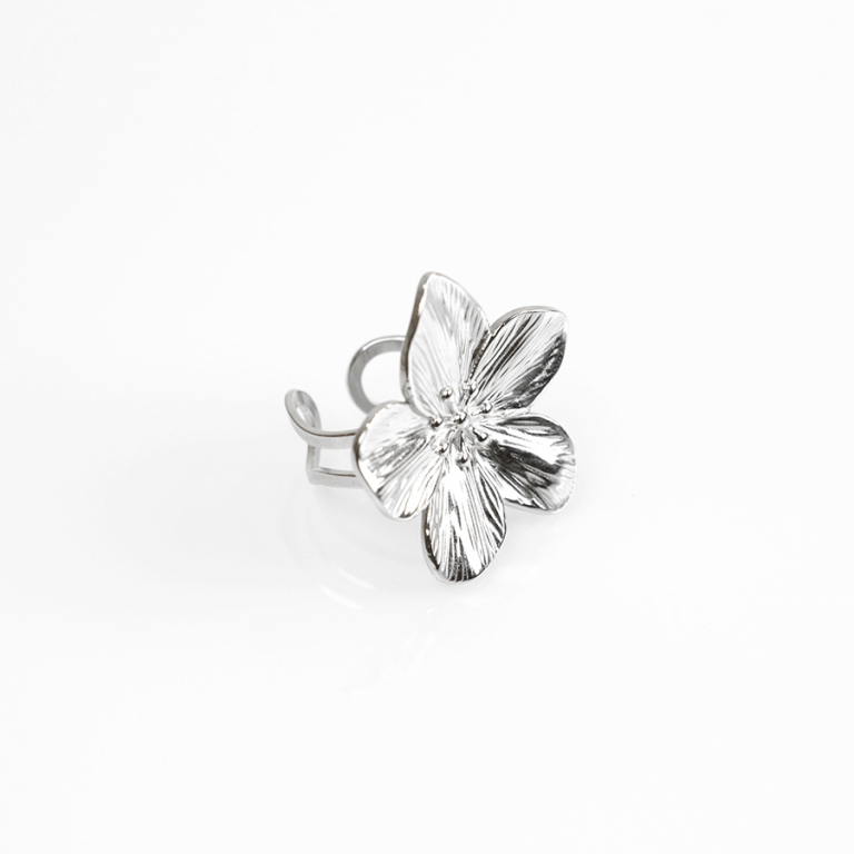 Bague ajustable en acier fleur 30mm taille - Vue 10