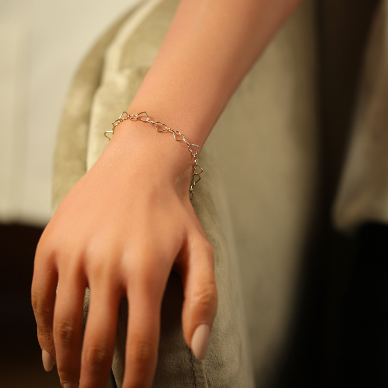 Bracelet en argent dor maille forme coeur 5mm - 18cm - Vue 20