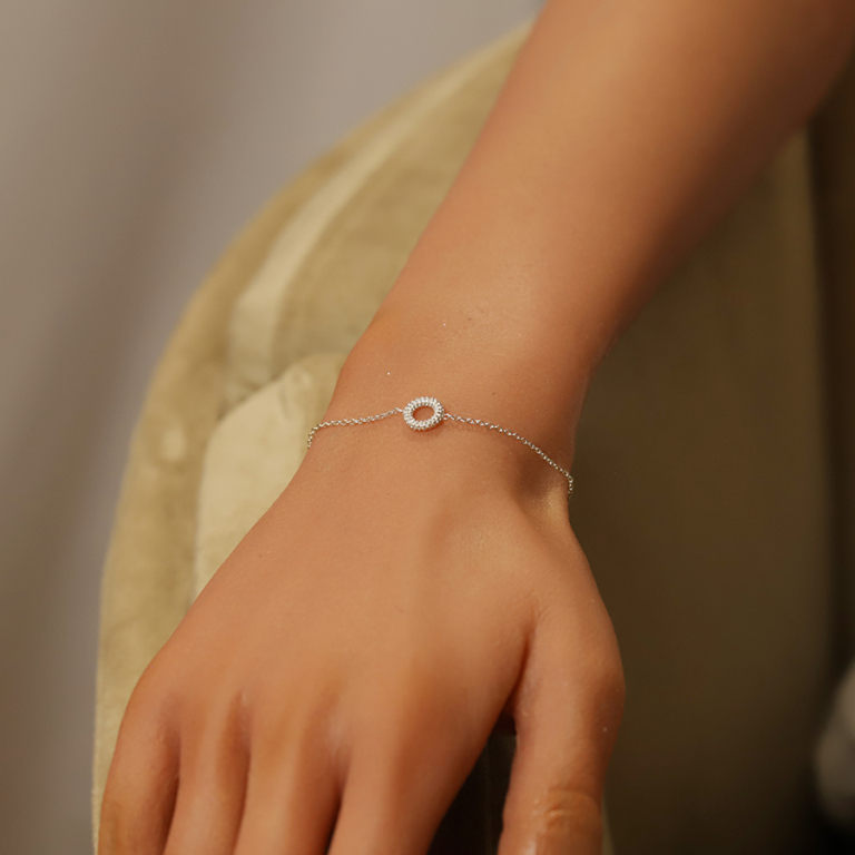 Bracelet en argent rhodi clair, cercle vid perl 16+3cm - Vue 20