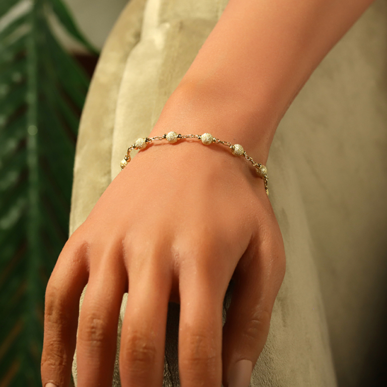 Bracelet en argent dor boules givres - 16+3cm - Vue 20