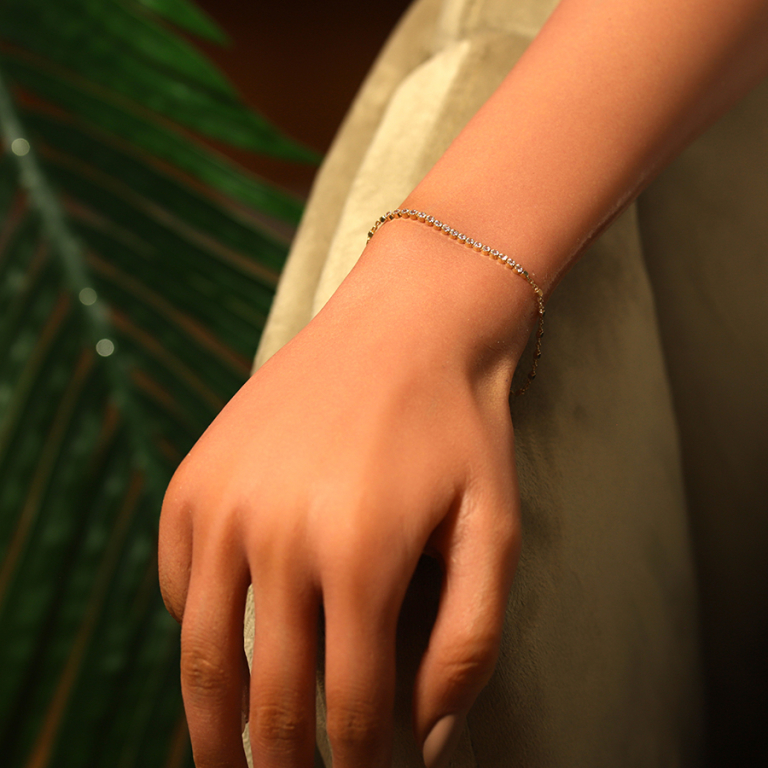 Bracelet en argent doré avec oxydes blancs sertis tennis avec motif carré - 16+3cm - Vue 20