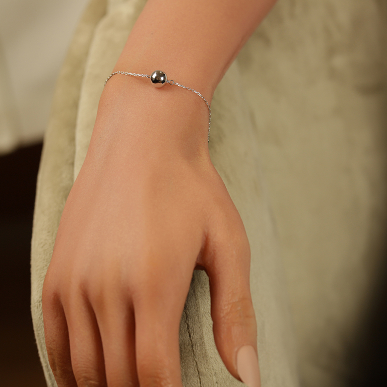 Bracelet en argent rhodi boule 10mm -16+3cm - Vue 20