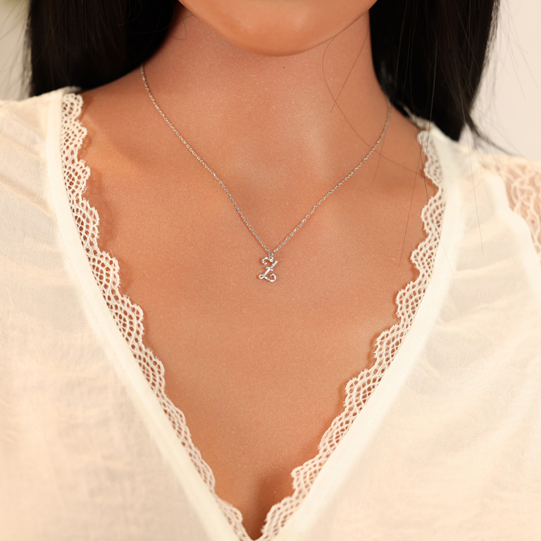 Collier en argent rhodi chane avec pendentif lettre anglaise Z diamante longueur 40+4cm - Vue 20