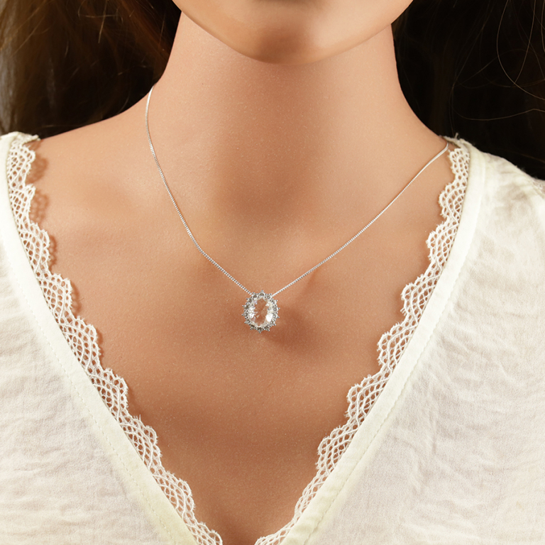 Collier en argent rhodié pendentif \