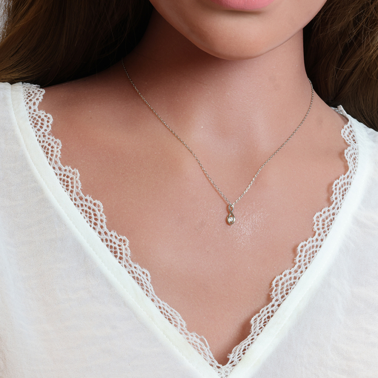 Collier en argent rhodi chane avec pendentif infini et oxyde blanc longueur 40+4cm - Vue 20