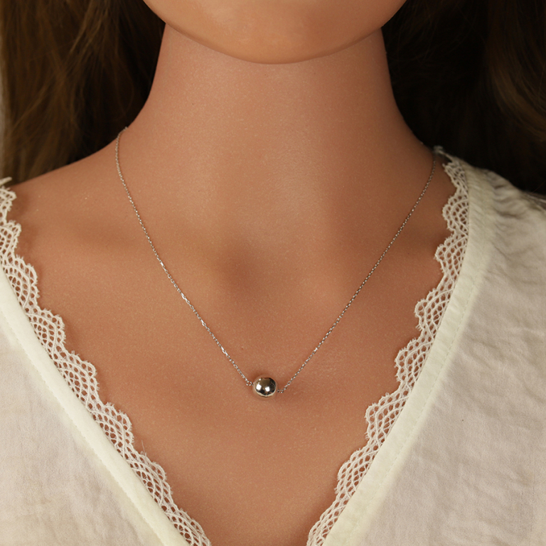 Collier en argent rhodi boule 10mm - 41+3cm - Vue 20