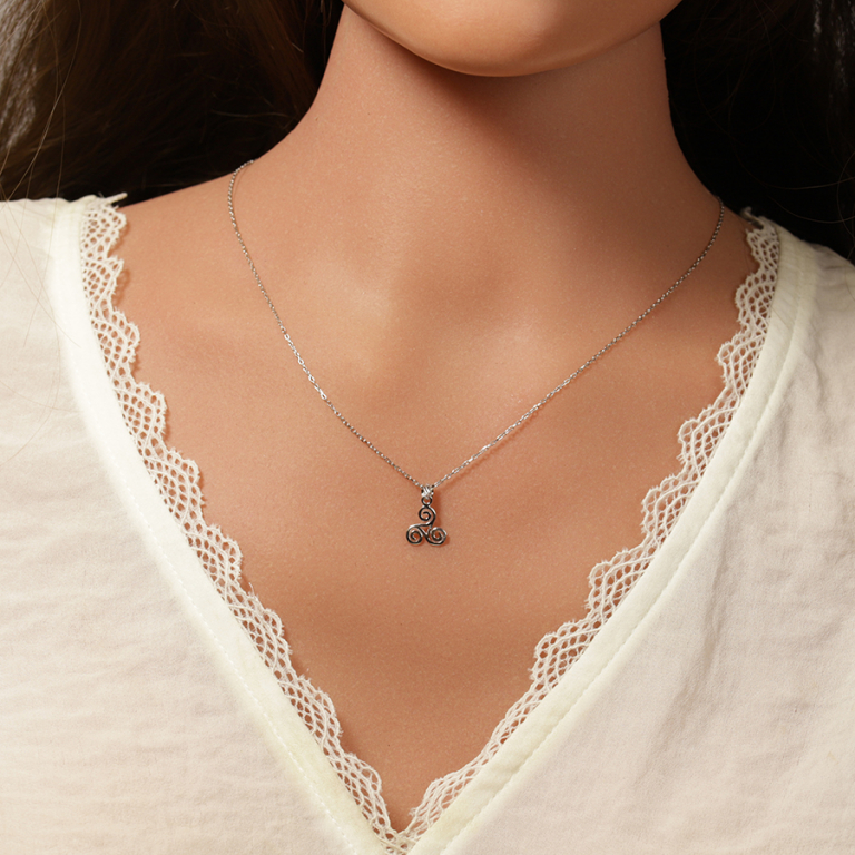 Collier en argent rhodié pendentif triskel 10mm - 40+5cm - Vue 20