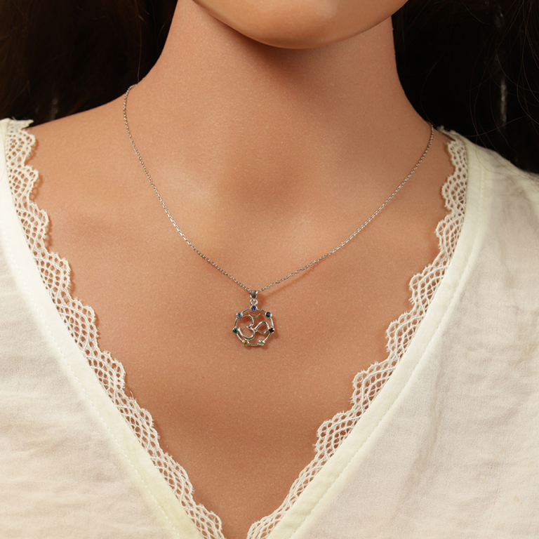 Collier en argent rhodi pendentif chakra 14mm 7 oxydes - 40+5cm - Vue 20