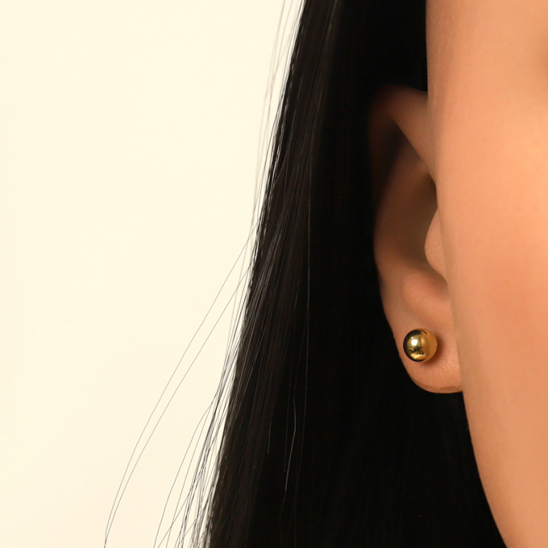 Boucles d\'oreille tige en acier dor� boule 6mm - Vue 20