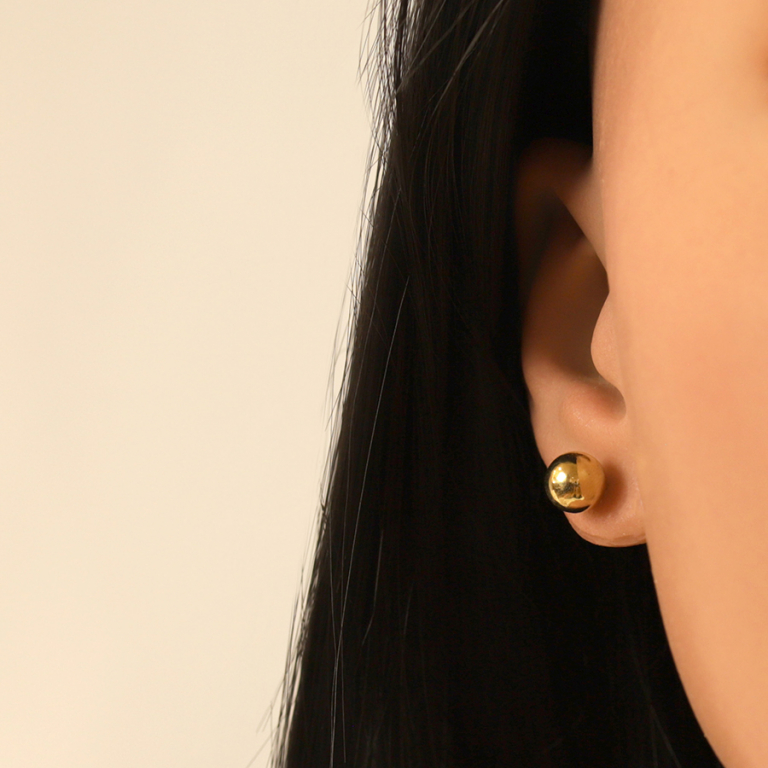 Boucles d\'oreille tige en acier dor� boule 8mm - Vue 20