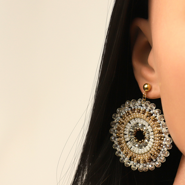 Boucles d\'oreille boh�me en  acier dor� forme ronde -  45mm - Vue 20
