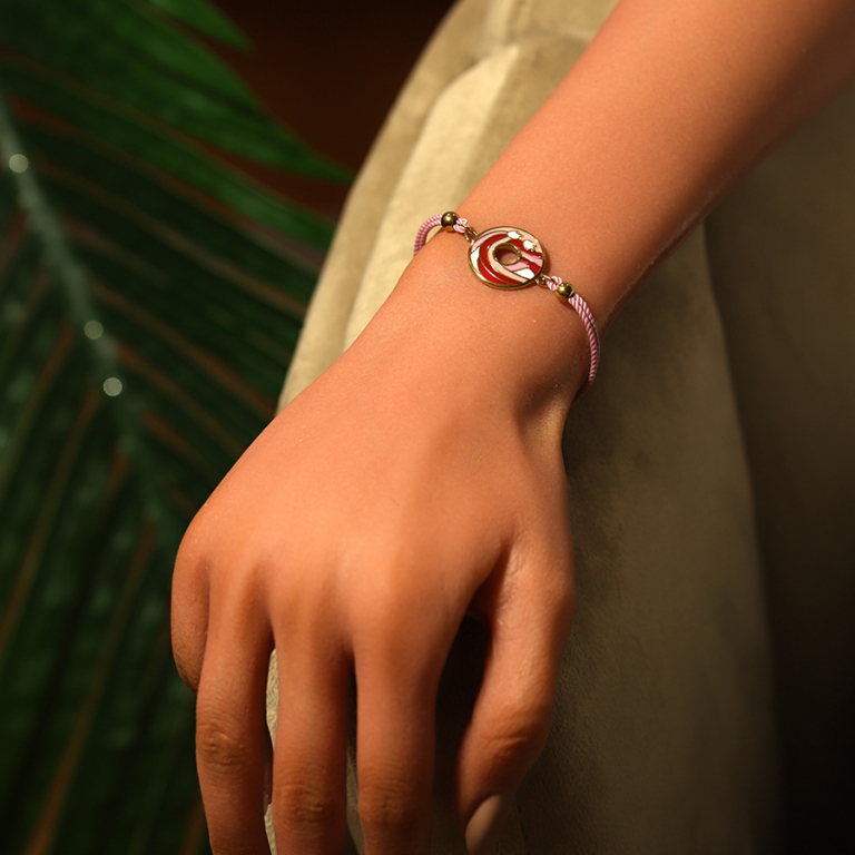 Bracelet Stella Mia en acier doré jaune résine rose cordon rose - 16+3cm - Vue 20