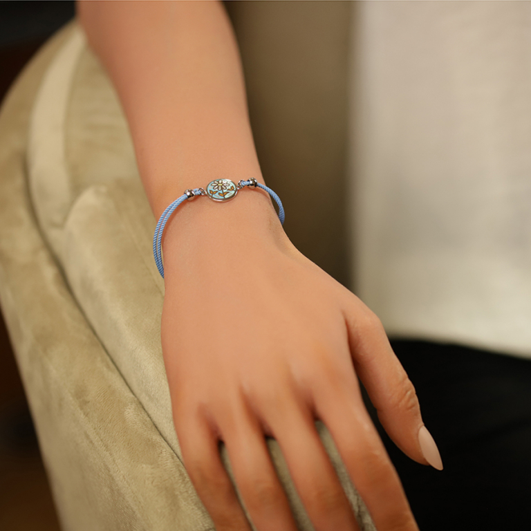 Bracelet Stella Mia en acier résine et nacre fleur cordon bleu - 16+3cm - Vue 20