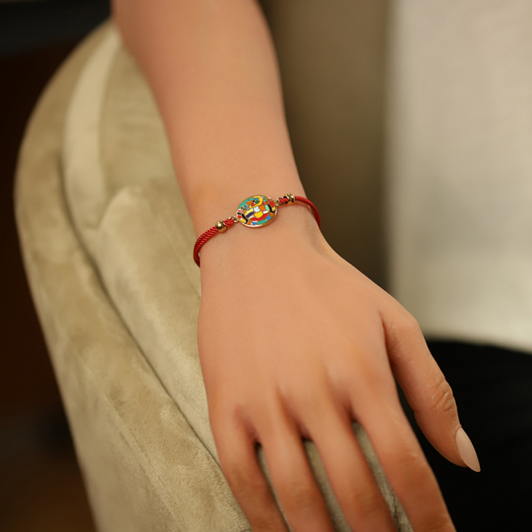 Bracelet Stella Mia en acier doré jaune motif rond résine multi couleurs - 16+3cm - Vue 20