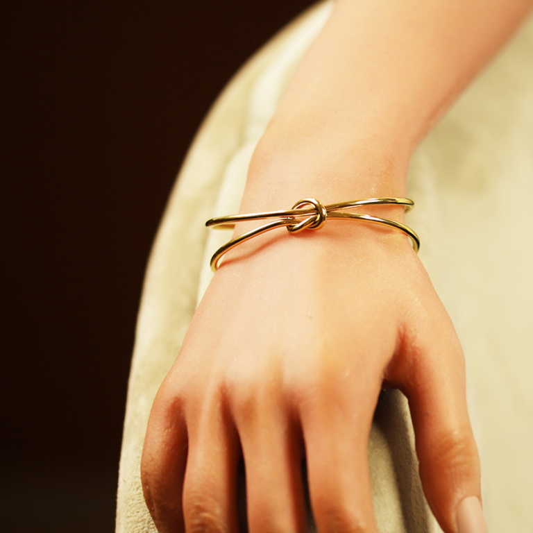 Bracelet en acier doré jaune motif noeud - 65mm - Vue 20