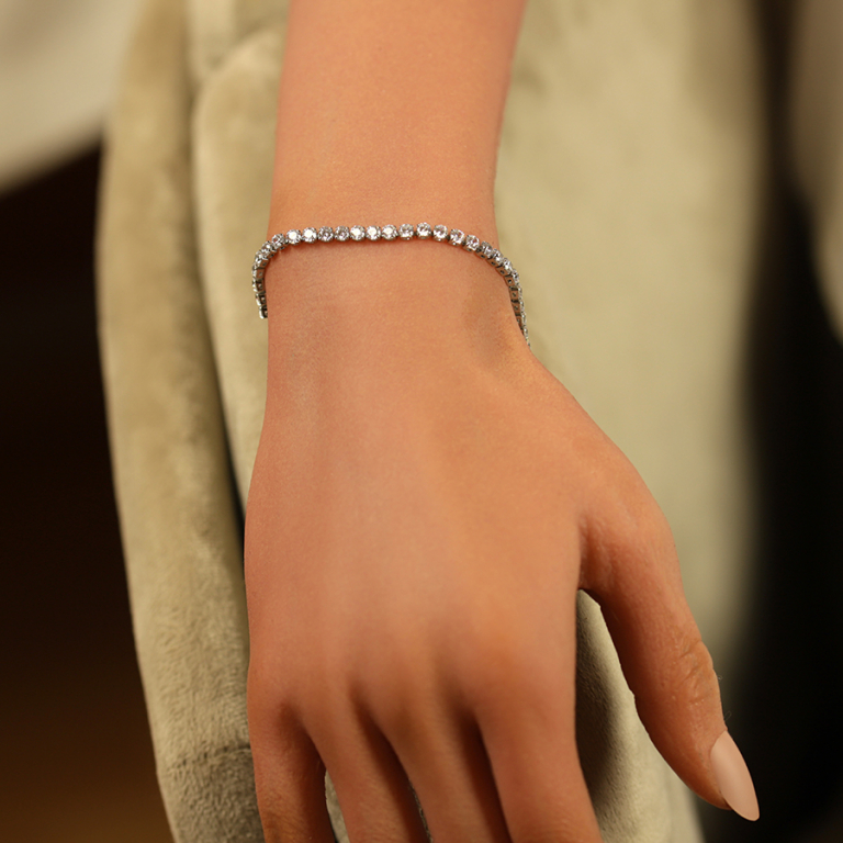 Bracelet en avec acier oxydes blancs sertis - 16+3cm - Vue 20