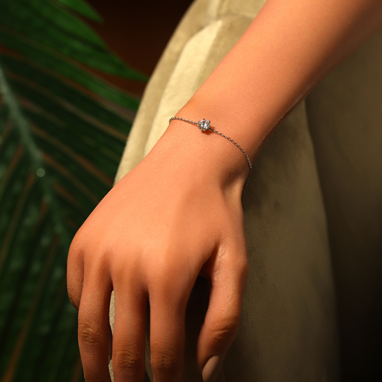 Bracelet en acier solitaire oxyde blanc 6mm - 16+3cm - Vue 20