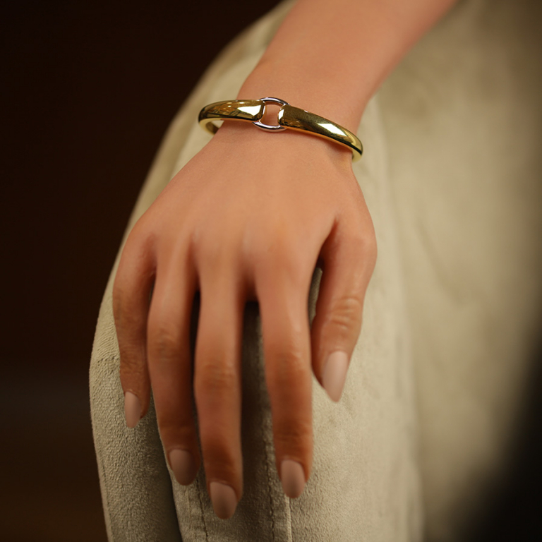 Bracelet jonc en acier bicolore rigide - Vue 20