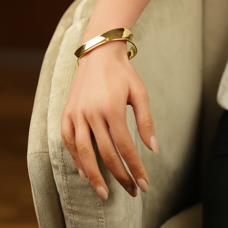 Bracelet en acier doré rigide - Vue 20