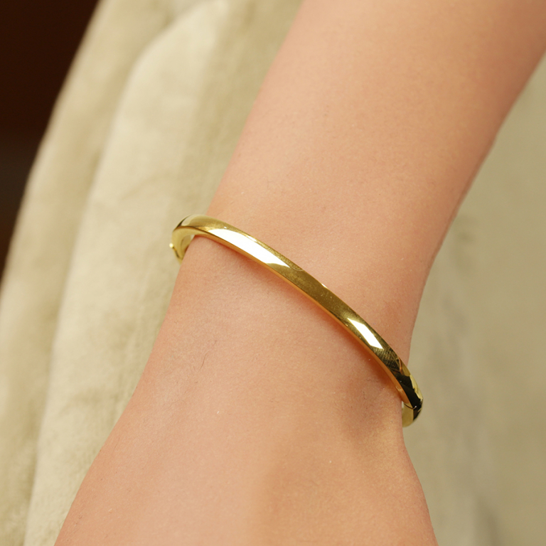 Bracelet jonc en acier dor� articul� - Vue 20