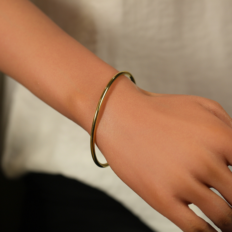 Bracelet en acier doré fil rond 3mm - diamètre 65mm - Vue 20