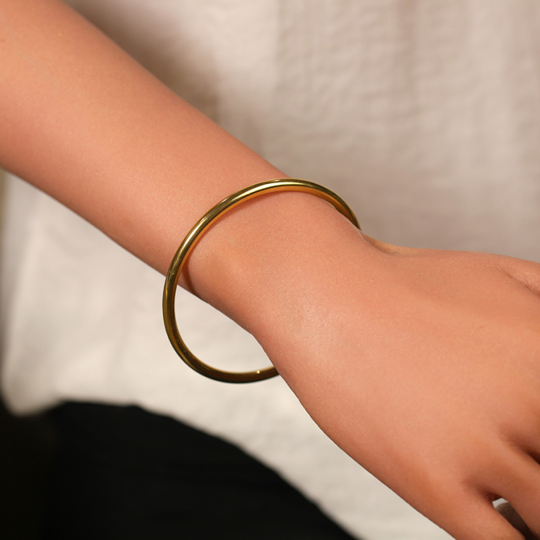 Bracelet en acier doré fil rond 4mm - diamètre 65mm - Vue 20