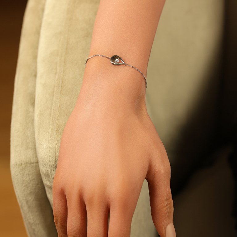 Bracelet en acier goutte pare d\'un oxyde blanc serti - 16+3cm - Vue 20