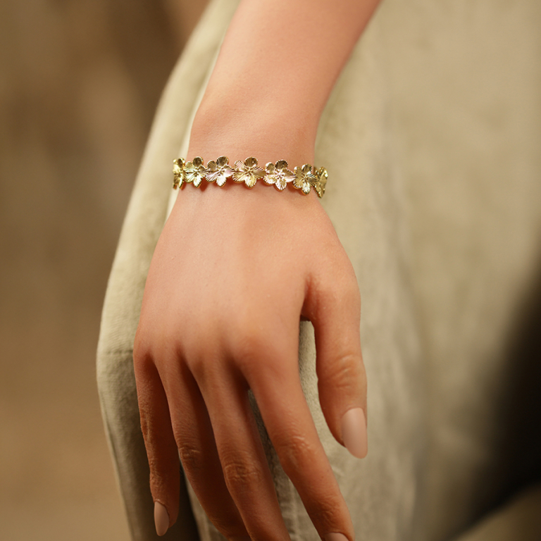 Bracelet en acier dor� floral -  60mm - Vue 20