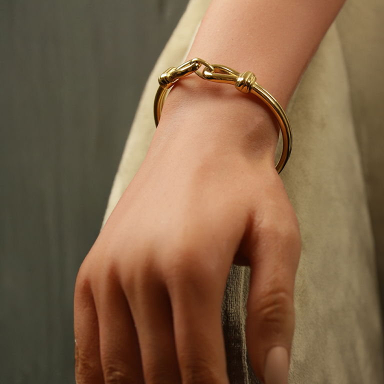 Bracelet en acier dor� 2 boucles -  21cm - Vue 20