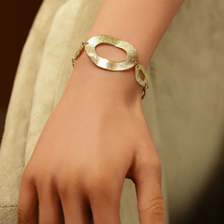 Bracelet en acier dor� mmartel� -18+3cm - Vue 20