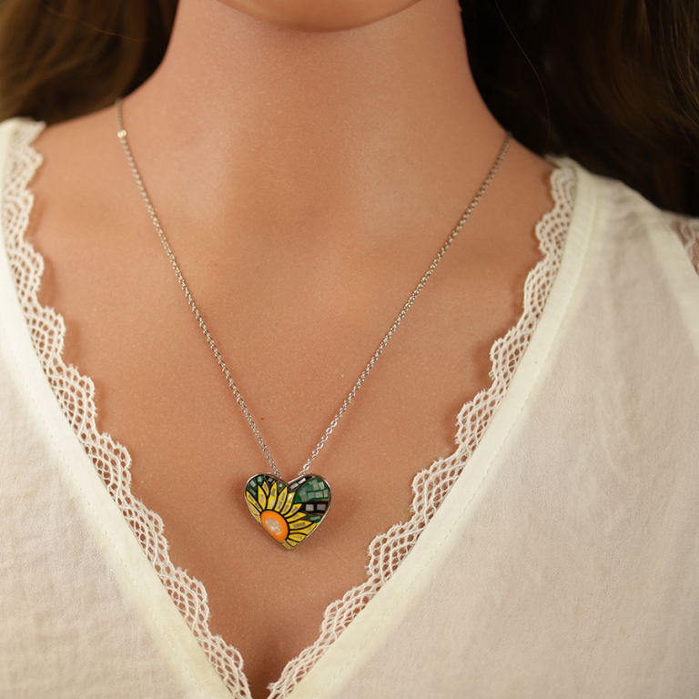 Collier Stella Mia en acier pendentif co eur résine et nacre multi couleur - 45+10cm - Vue 20