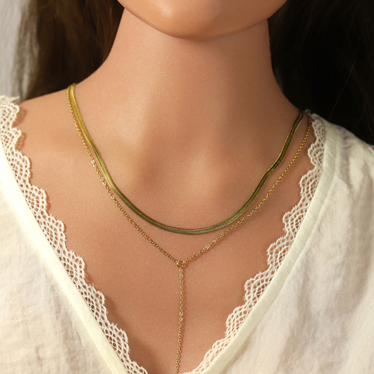 Collier en acier dor cravate (13cm) - 35+5.5cm - Vue 20