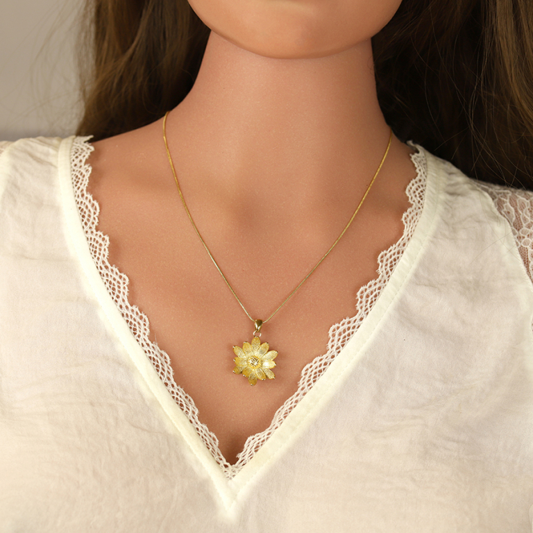 Collier en acier pendentif fleur diam�tre 20mmm - 40+5cm - Vue 20