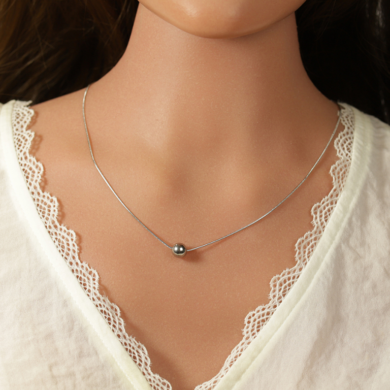 Collier en acier pendentif boule 10mm - 40+5cm - Vue 20