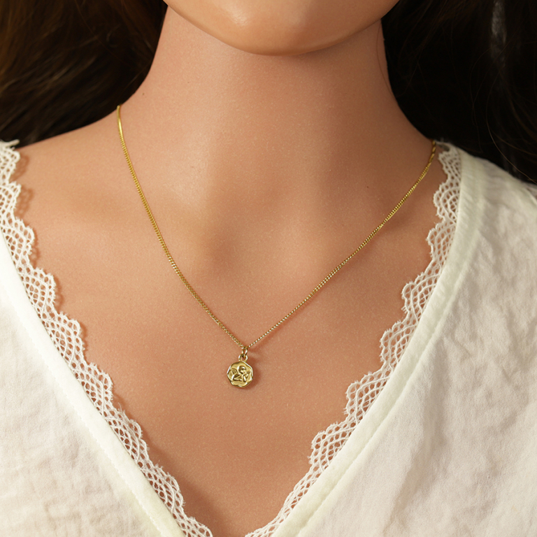 Collier en acier doré pendentif forme cachet Ange 10mm - 40+5cm - Vue 20