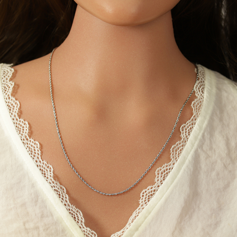 Collier en acier maille corde 2mm - 40+5cm - Vue 20