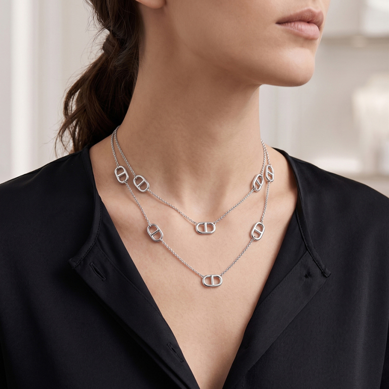 Collier en acier sautoir maille marine -  97+5cm - Vue 20