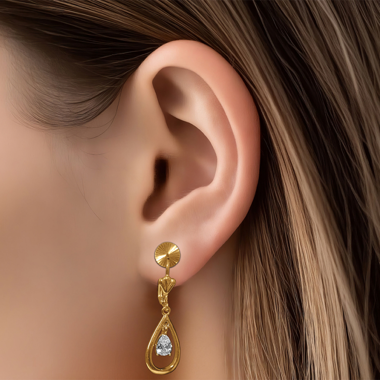 Cache lobe diamanté en acier doré 8mm (paire) - Vue 20