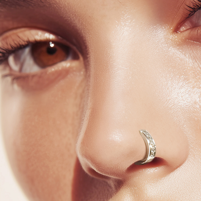 Piercing en acier barrette d\'oxydes blancs - Vue 20