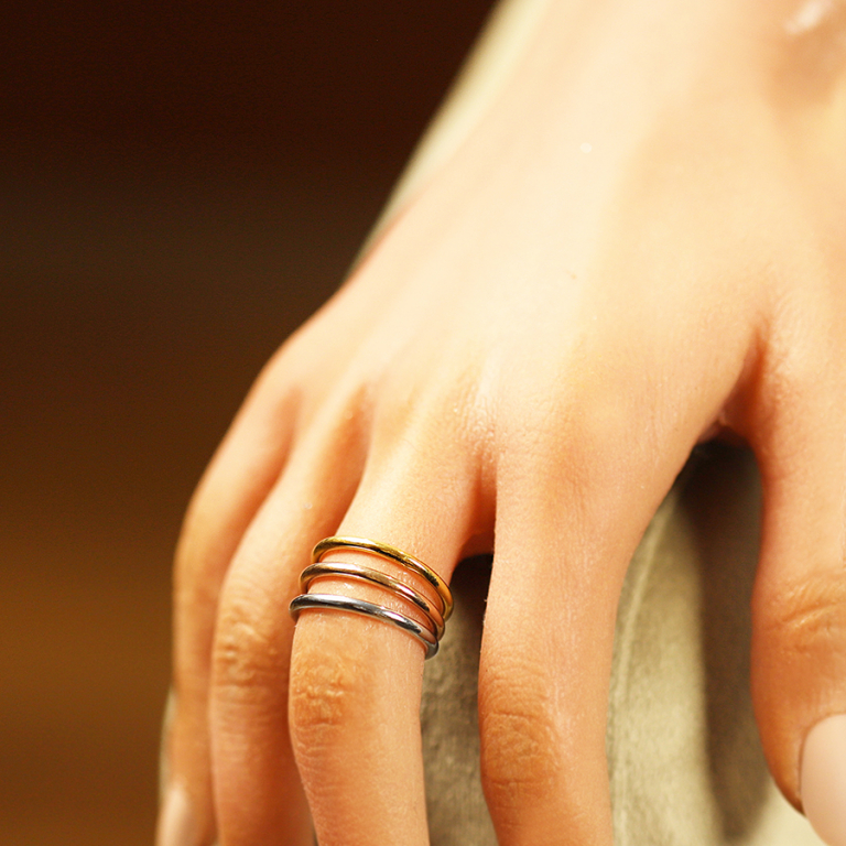 Bague en acier bicolore 3 anneaux - Vue 20