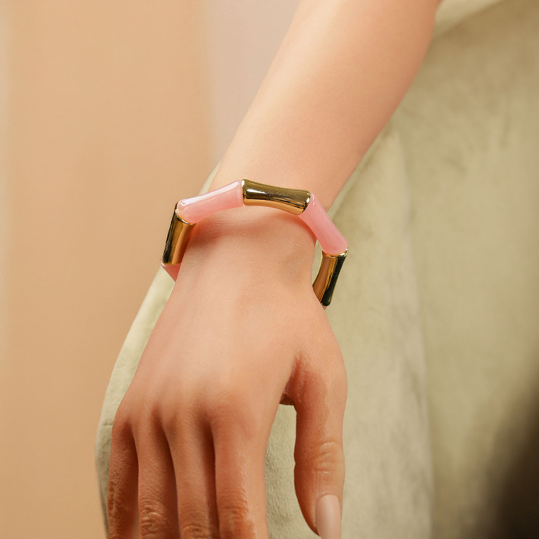 Bracelet extensible galb� rose et dor� - Vue 20