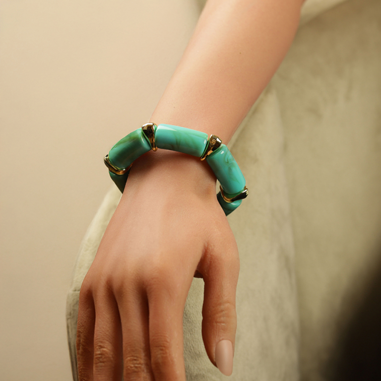Bracelet extensible turquoise  insert dors - Vue 20