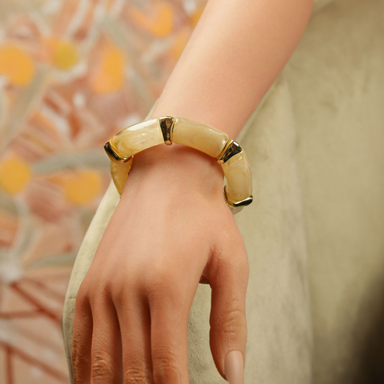 Bracelet extensible beige  inserts dors - Vue 20