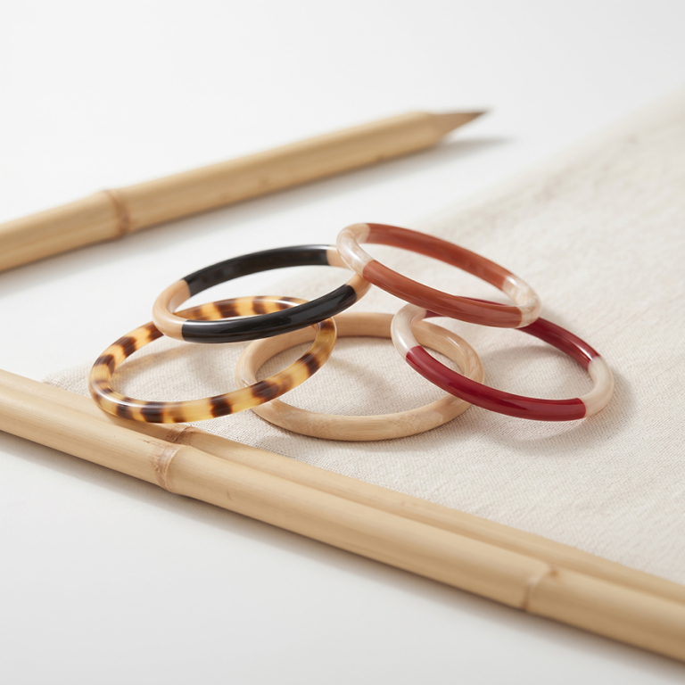 Bracelet jonc 6mm en r�sine couleur corne - 63mm - Vue 20