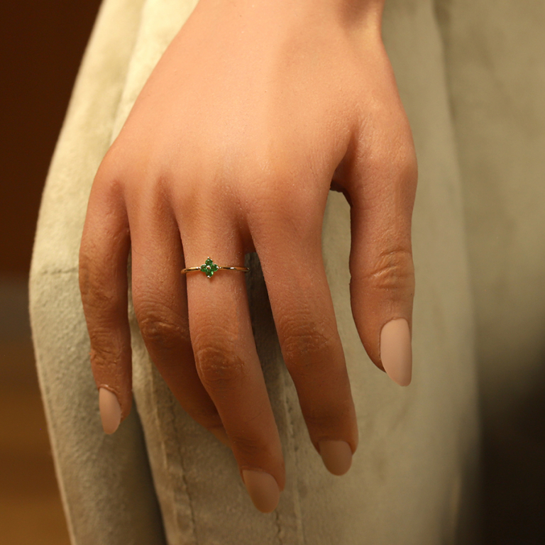Bague en plaqu� or fleur d\'oxydes verts - Vue 20