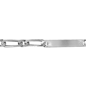 Gourmette en argent maille figaro 1+1 avec diamantage étoilé dans 2 angles – largeur 6mm et longueur 18cm